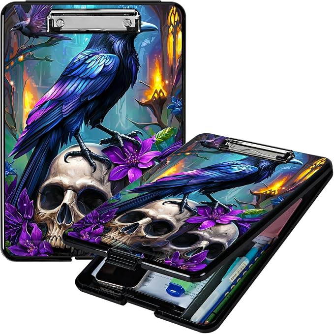 Purple Flower Eagle A4 Clipboard with Storage Pen Holder, Clipboards Organizer Nursing Clipboard Foldable File Folder Plastic Clipboard Folio Clip Board for Office Students Classroom Doctor