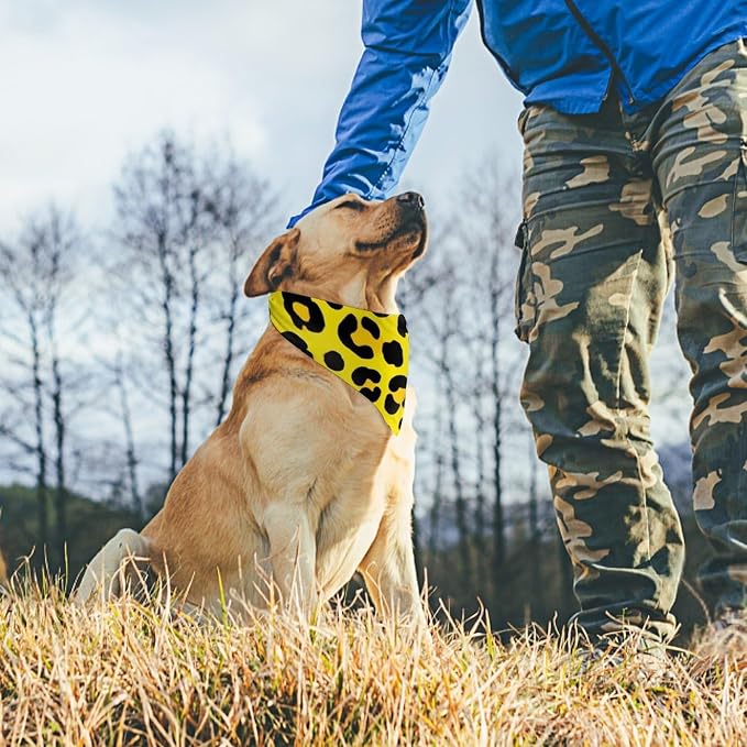 Soft and Lightweight Pet Accessories Scarf Animal Skin Cheetah Leopard Leather Print Yellow for Small, Medium, Large Dogs and Cats Travel, Beach Vacation, Daily Use