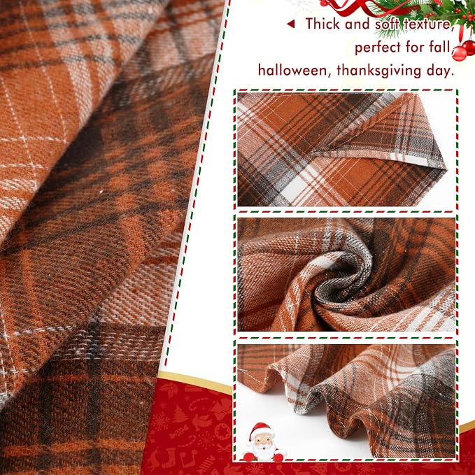 E-Clover Fall Dog Bandanas Matching Dog Bandana and Scrunchie Small | Orange Plaid Dog Bandana Matching Dog and Owner Clothes dog Mom Gifts Girl Dog Bandanas