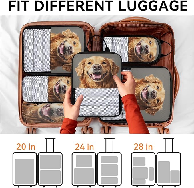 Labrador Dog 6 Set Compression Packing Cubes Cute Expandable Packing Organizer for Travel Accessories Luggage Suitcase Bag