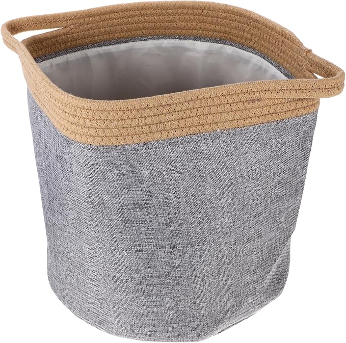 UKCOCO Portable Rope Laundry Basket Sundries Organizer for Clothes and Pet Products Multi Purpose Storage Container Washable Reusable Yellow Gray