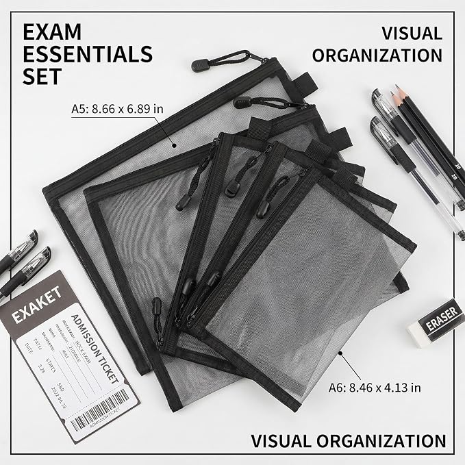 6 Pcs Mesh Zipper Pouch Bags, Small Travel Toiletries Makeup Cosmetic Organizer Bag, Zippered Pouches Insert for Purse Backpack Luggage Organizer