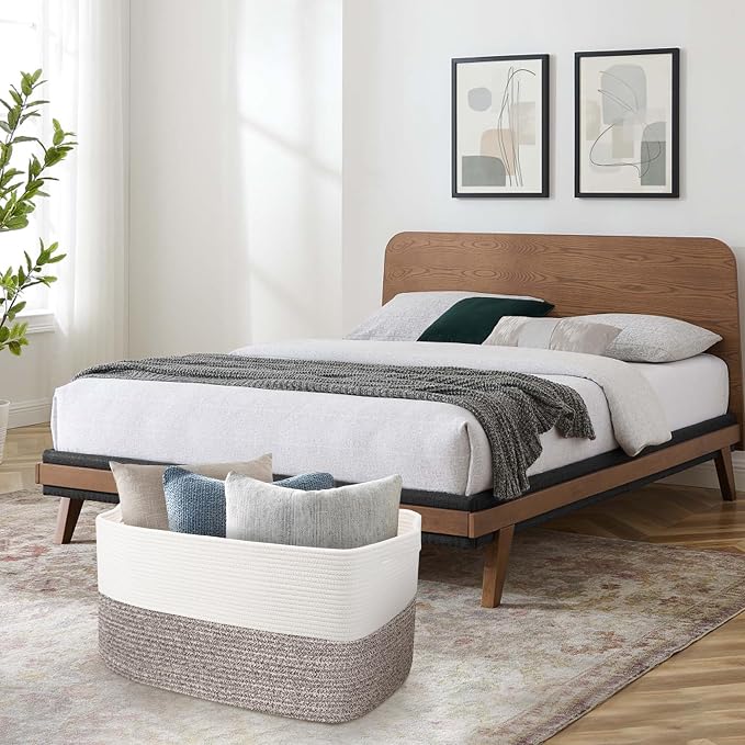 MEGASKET Large Blanket Basket, 22"x17"x12" Rectangle Blanket Storage for Living Room, Decorative Kids Dog Toy Bin Box, Soft Woven Cotton Rope Storage Basket, Big Wicker Throw Pillow Organizer Holder