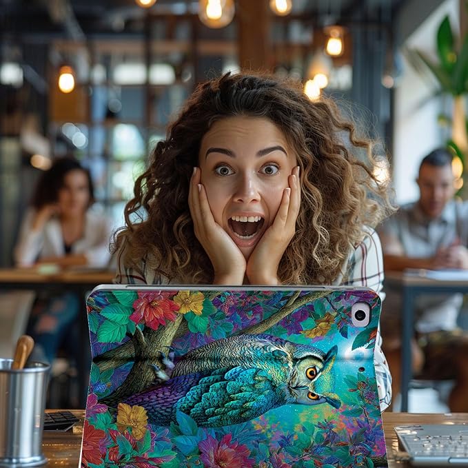 for Microsoft Surface Pro 11/10/9-13" 2024/2022 Tablet Case,Auto Wake/Sleep,Adjustable Stand Protective Cover - Owl Forest Luminous