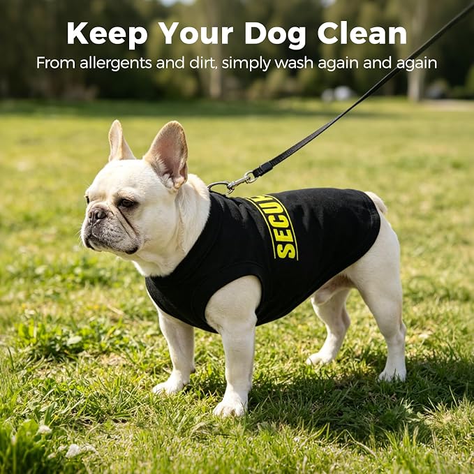 BINGPET Embroidered Security Dog Shirts,Soft Cotton Puppy Tshirt,Breathable Lightweight Dog Costumes Tank Top Vest,Machine Washable Stretchy Clothes for Small Medium Large Dogs Boy Girl (L)