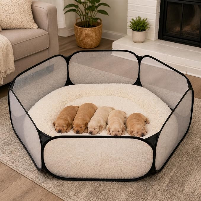 Cat Birthing Box - Whelping Box for Pregnant Cats & Dogs, Portable Foldable Whelping Pool for Pet with Storage Bag