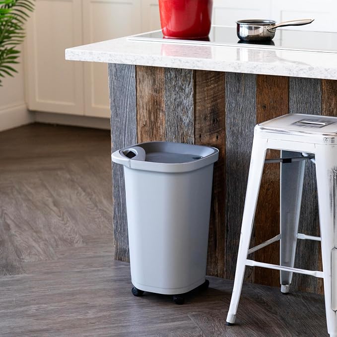 IRIS USA Dog Food Storage Container, Up to 25 lbs, Gray/Dark Gray | Made in USA, Comes with Wheels & 2-Cup Scoop, Airtight Seal, BPA-Free, Bird Seed, Cat food, Cat Litter, Treats, Pellets