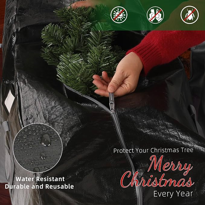 Large Christmas Tree Storage Bag Heavy Duty 9 Ft (Black) | Protects From Moisture & Dust, Holiday Storage, Alternative To Tree Storage Box
