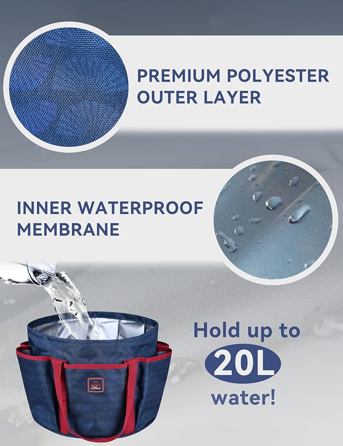 Horse Grooming Tote Bag, Waterproof Grooming Organizer with Multiple Pockets for Brushes & Tools, Stable & Show Use Navy