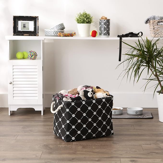 Bone Dry Pet Storage Paw & Bone Trellis, Medium Rectangle, 16x10x12, Black