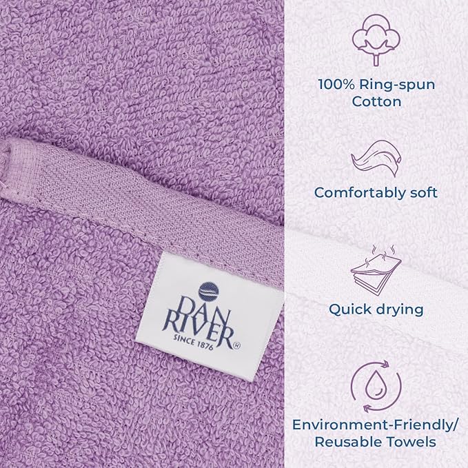 DAN RIVER Dog Towel - Pack of 1, 100% Cotton, 20x40, Ultra Soft 450 GSM, Super Absorbent & Quick Drying Towel for Dogs, Cats, and Other Pets, Crocus Petal.