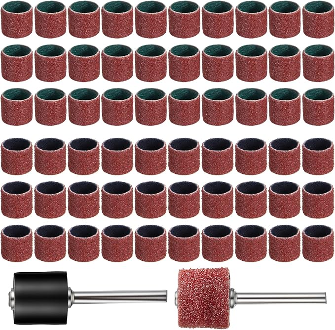 62 Pcs Pet Nail Grinder Replacement Kit With Grit Sanding Bands Nail Sanding Bands Dog Nail Grinder Replacement Heads Black Grinding Drums Pet Smoother Claw Care Dog Claw Grooming Supplies (80#/120#)
