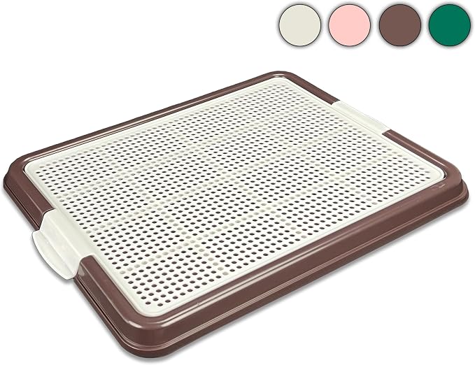 Dog Pee Pad Holder Tray, Puppy Potty Training, 22.5"x16.5", PP Plastic, Snap Lock, 4 Colors (Brown)