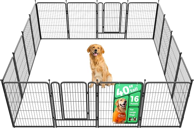 FXW Rollick Dog Playpen, Indoor, Yard & RV Camping, 40" H, 16 Panels | Easy setup, Heavy-duty, DIY layouts, for Medium & Large Dogs, Patented