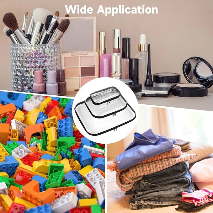 3 Transparent Hard Zippered Cases, 3 Sizes Clear Pouches, Double Zipper Hard Shell Bags, Portable Storage Bins For Cosmetics, Snacks, And Toys