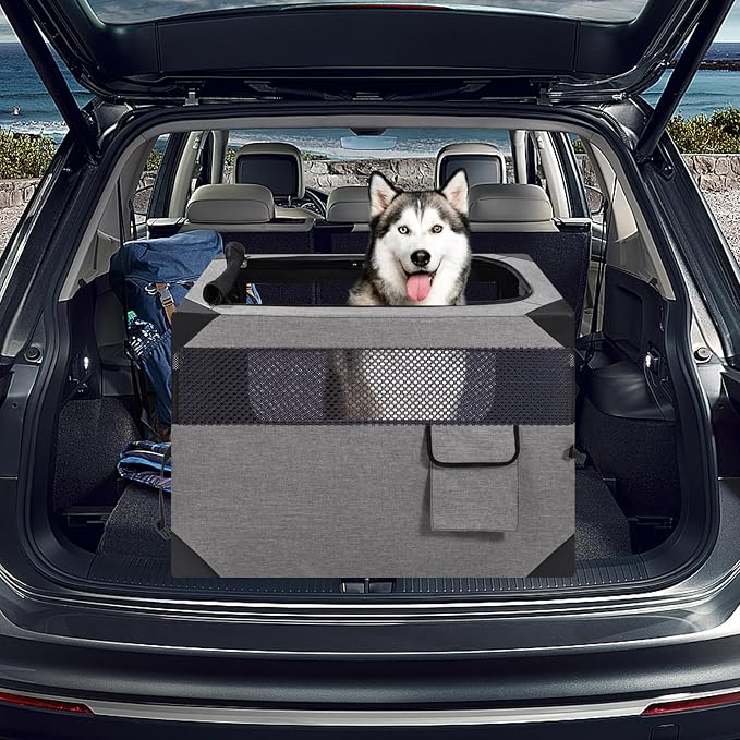 Zikopomi 30 Inch Portable Soft Foldable Dog Crate | 3 Zipper Door,Collapsible Soft Pet Kennel, Foldable Dog Cage, for Small and Medium Dogs, Indoor Outdoor Travel