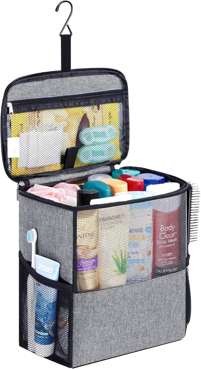 Lifewit Shower Bag Mesh Shower Caddy Portable College Dorm Room Essentials Tote Bag for Bathroom, Gym, Travel, Camping Quick Dry Hanging Shower Organizer Basket Toiletry Bag, Large, Grey | Portable, Quick Dry, College Dorm Room Essentials, Tote Bag for...