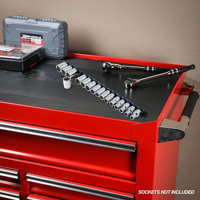 ARES 60044 1/2-In Blue Socket Rail | Part No. 60044; Store up to 16 Sockets and Keep Your Tool Box Organized