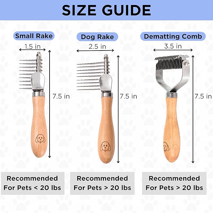 Dog Dematting Brush & Rake, Detangler Brush for Dogs, Comb Tool for Grooming, Best for Doodles, Poodles, Goldendoodles, Cats & Other Pets, Matted Fur Removal On Undercoat [We Love Doodles]
