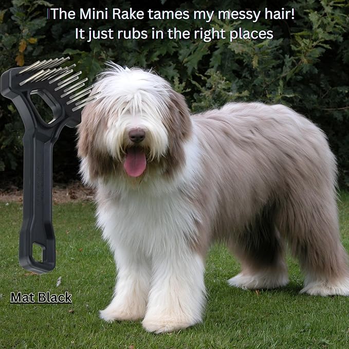 Mini-Rake V-Shape Double Row 1" Rotating Teeth Detangles and Grooms Dogs