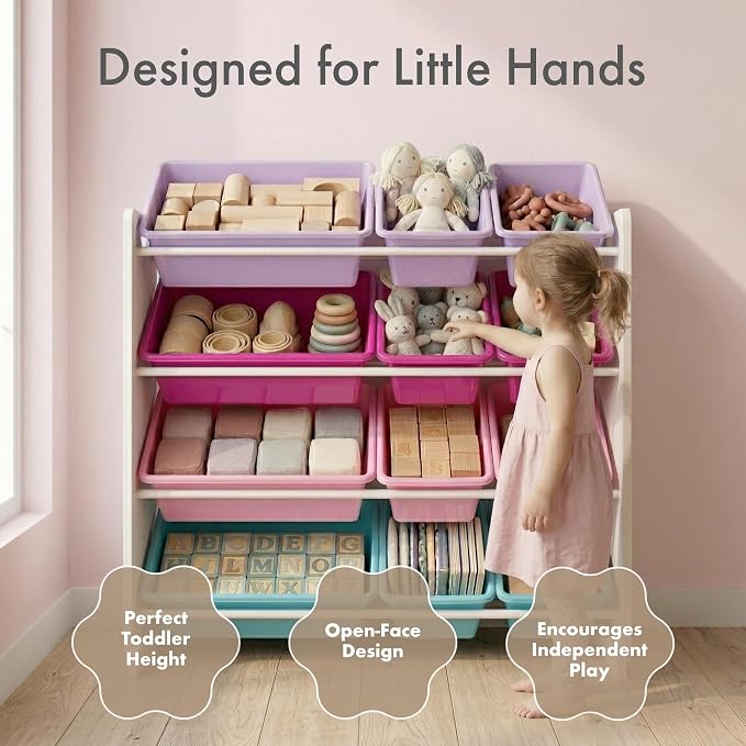Humble Crew Kids Toy Organizer with 12 Bins, 4 Tier Storage for Playroom