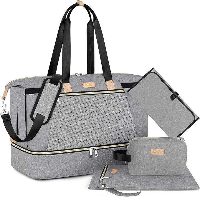 Diaper Bag Tote for Baby 7PCS, Large Mommy Bag with Portable Changing Pad | Multifunctional Hospital Bags for Labor and Delivery with Pacifier Case and Organizer Pouches,Travel Baby Bag for Boy Girl