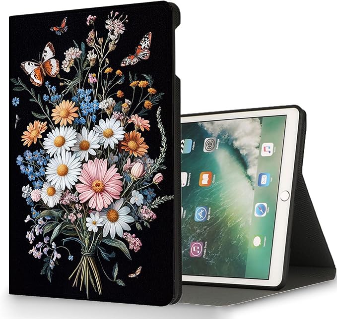 for Microsoft Surface Pro 11/10/9-13" 2024/2022 Tablet Case,Auto Wake/Sleep,Adjustable Stand Protective Cover - Floral Bouquet with Butterflies
