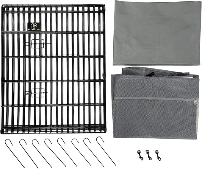 PJYuCien Puppy Playpen with Top Cover & Bottom Pad, 8 Panels 30" H, Gray | 24"W, Small Pet Safe Sanctuary, Foldable Octagonal Pen, Versatile, Indoor & Outdoor, Backyard Pasture, Protects Floors