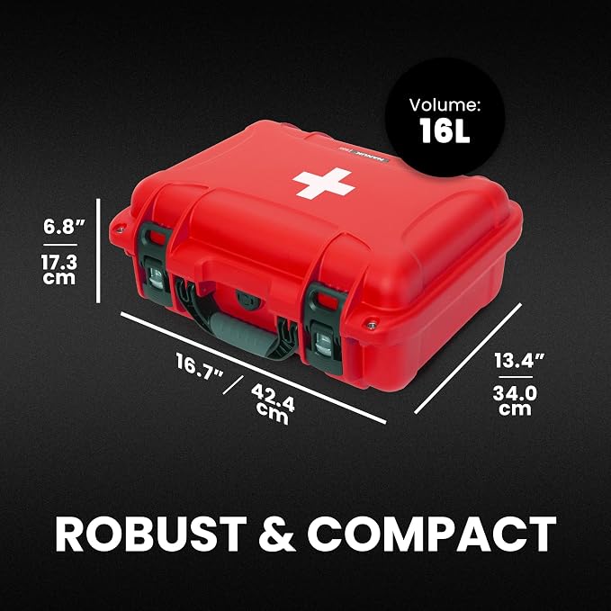 NANUK 920 Waterproof First Aid Box Empty – Durable, Medical First Aid Organizer Case, IP67-Rated, Dustproof, Impact-Resistant, and Floats (15" x 10.5" x 6.2") – Red | Floats (15' x 10.5' x 6.2'), Medical Organizer Case, IP67-Rated