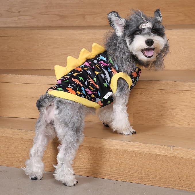 CuteBone Dinosaur Costume Dog Shirt, Stretchy Velvet T-Shirt Clothes for Small Dogs, Soft & Breathable Pet Tee Outfit Cat Apparel for Daily Wear, Cozy Pullover Design Puppy Fashion COSBX01S
