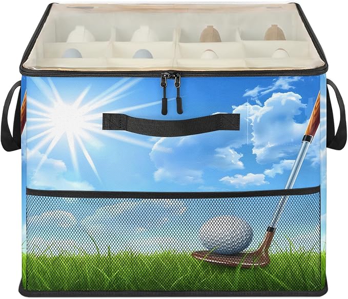TropicalLife Sports Golf Ball Shoe Organizer for Closet | Foldable Shoe Storage Box Bin 16-32 Pair Shoe Storage for Sneakers, Boots & Heels with Adjustable Dividers, Clear Cover