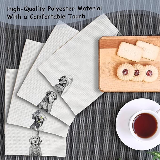 Funny Golden Retriever Bathroom Hand Towels, Gifts for Golden Retriever Lovers, Dog Bathroom Decor, Funny Dog Hand Towels for Bath Room Washroom Spa Gym Yoga, 16x24 Inch Set of 4