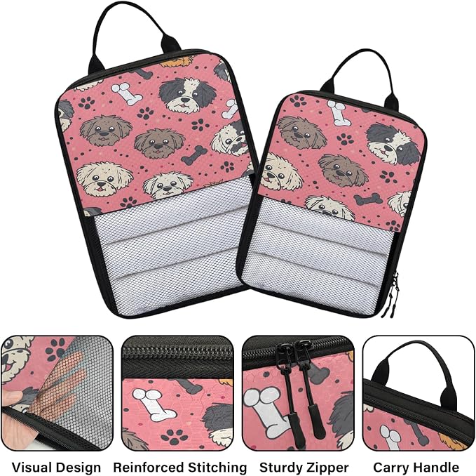 Cute Dog Compression Packing Cubes Dog Paw 6 Set Travel Packing Cubes for Suitcases Lightweight Expandable Organizers
