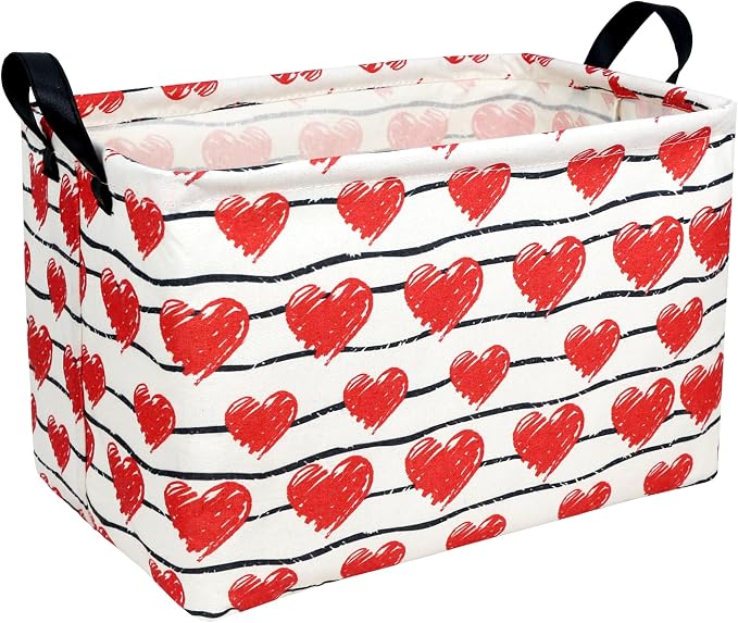 Valentine's Day Basket Gift for Empty Cute Heart Large Storage Bin for Kid and Baby Room Décor (Red Love)