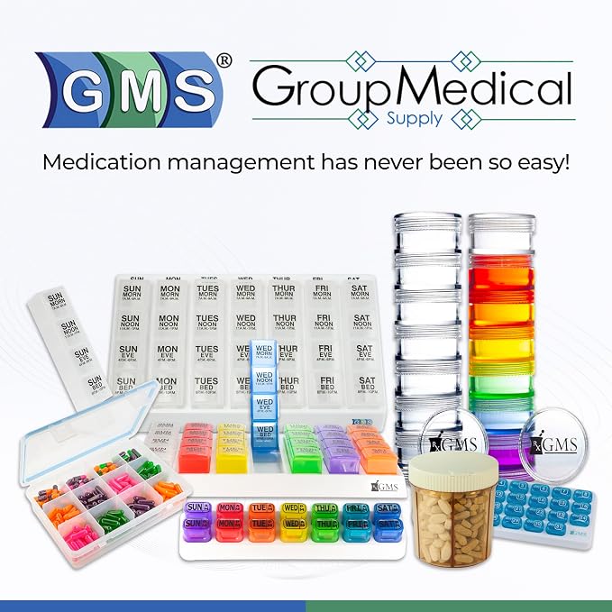 Weekly Pill Organizer 7 Day AM PM, Pop Out Daily Pill Pods with Tray by GMS | Rainbow 2 Times a Day Travel Pill Case, Separate Removable Compartments with Secure Lids for Medication & Vitamins