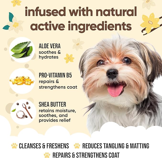 Buddycare Vanilla & Shea Butter Dog Shampoo - (16.90oz) Itch Relief & Dog Shampoo Sensitive Skin Care, Dog Shampoo and Conditioner, Premium Dog Grooming Supplies for All Breeds