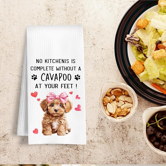 Funny Cavapoo Kitchen Towels, A Kitchen is Not Complete Without A Cavapoo Dish Towel for Home Bathroom Decor, Dog Lovers Gift, 16×24 Inch