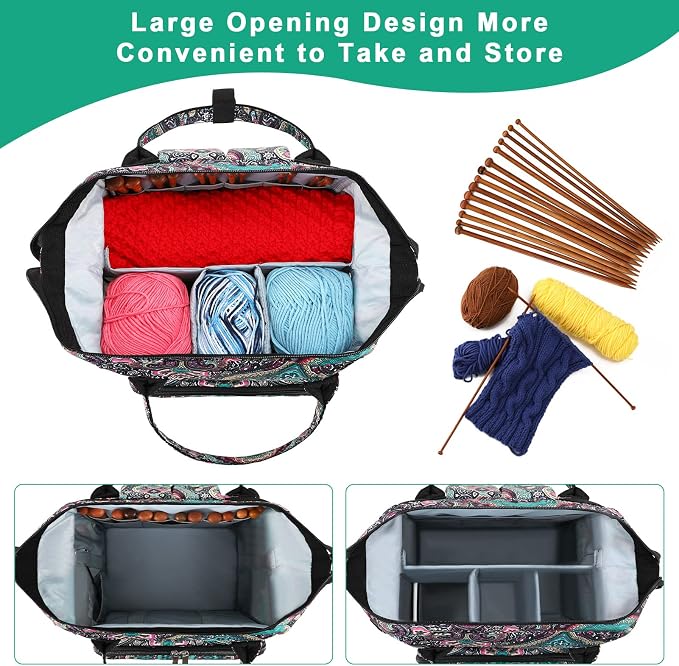 crochet bag,knitting bagBackpack and Tote Bag Storage Bag ，Large capacityYarn Storage Organizer Travel Crochet Bag Women Carrying Crochet Accessories Knitting Needles Crochet