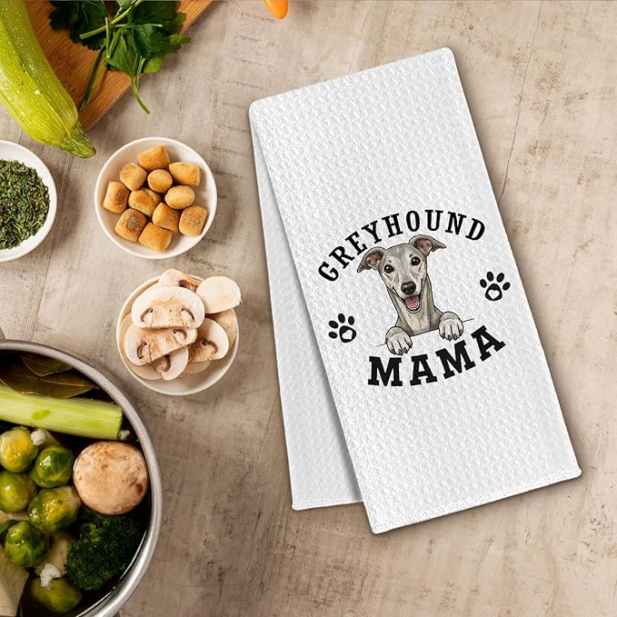 Greyhound Kitchen Towels, Dog Mama Greyhound Gifts for Women & Dogs Moms, Dog Lover Gifts Decorative Hand Towels for Bathroom, 16x24 Inch