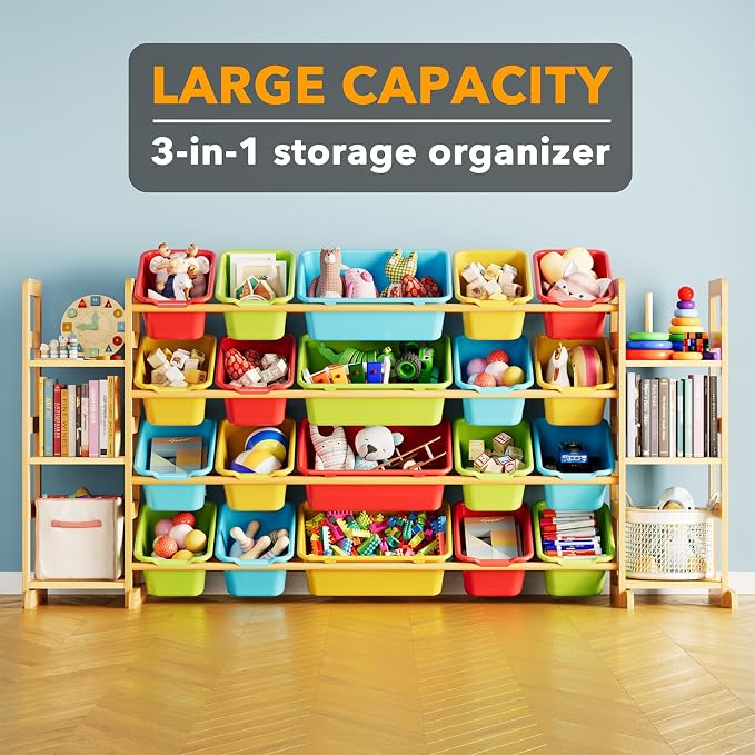 SpaceAid Toy Storage Organizer with 6 Shelves and 20 Bins, Toy Organizers Storage Bookshelf, Kids Bin Shelf Toys Box Bookcase for Bedroom Playroom Organization Room Decor, Multi-Colored