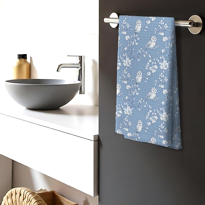 Blue Chinoiserie Bird Animal Print Decor Hand Towels,Blue and White Farmhouse Farm Animal Bathroom Decorative Hand Towel for Bath Room Washroom Restroom, 16x24 Inch