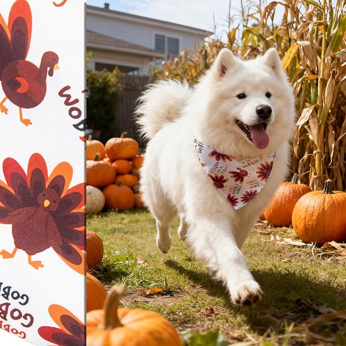 Dog Thanksgiving Bandana Funny Gobble Turkey for 30-75lbs Large Pet