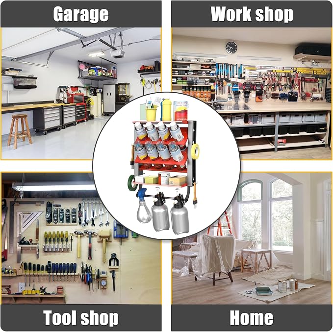 Spray Can Holder Rack, Steel Wall Mounted Spray Bottle Holder | Heavy Duty Garage Tool Utility Storage Rack, Holds 100 lbs