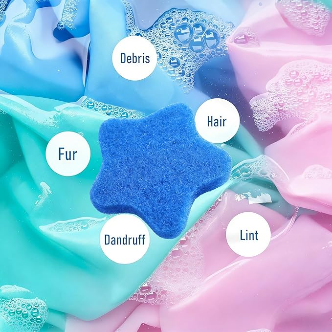 6 PCS Pet Hair Remover for Laundry – Effectively Removes Fur, Lint & Dander – Reusable, Eco-Friendly Laundry Pet Hair Catcher – Gentle on Clothes, Protects Machine, Easy to Use & Clean (Blue)