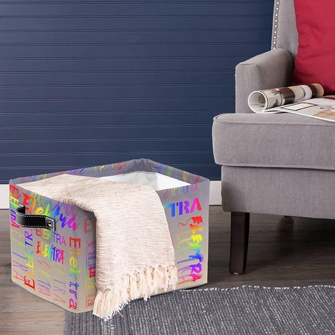 Personalized Storage Bins with Name Custom Kids Storage Basket Cubes Organizer with Handles for Organizing Boys and Girls Toys Shelf Closet Nursery Baskets Boxes, 1 Pack