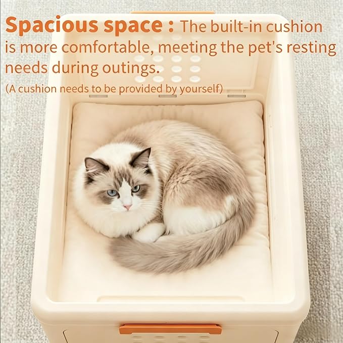 Pet Carrier for Cat & Dog,19-in Collapsible Cat Carrier Hard,Portable Crate | Dogs Travel Crates,Pets up to 20 lbs, Durable Plastic Travel Kennel for Car, Ventilated Design, Beige