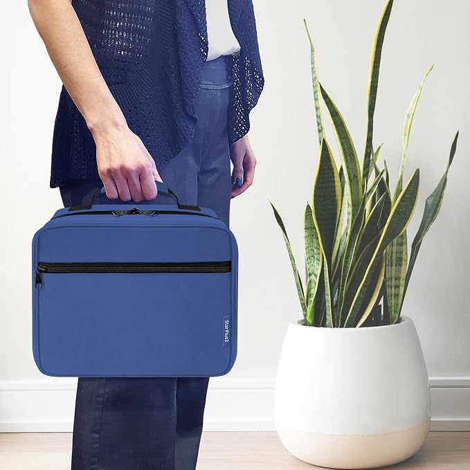Large Pill Bottle Organizer & Medicine Bag for Travel, Blue | Prescription bottle organizer with 10 bottle pockets and padded storage for medication bottles, supplements, vitamins