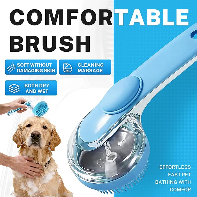Pet Bath Massage Brush, Bath Scrubber for Dogs, Gentle Silicone Pet Bath Brush for Dogs & Cats (1.5mm Firm Bristles)