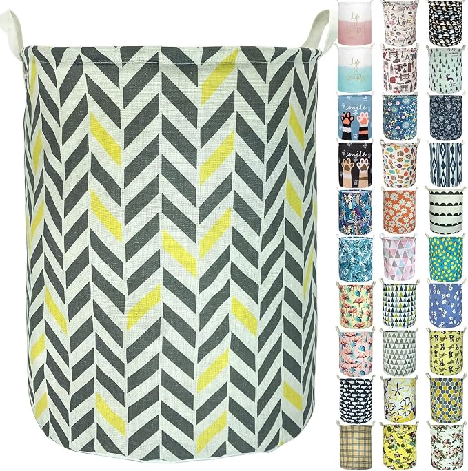 Merdes 19.7’’ Waterproof Foldable Laundry Hamper, Dirty Clothes Laundry Basket, Linen Bin Storage Organizer for Toy Collection (Oblique Bar)
