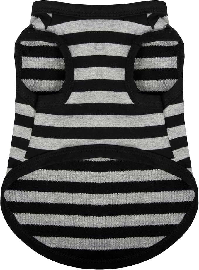 Paiaite Striped Shirt for Dogs - Happy Color Cotton Sleeveless Puppy Shirts, Breathable Pet Apparel Tank Top, Colorful Sweatshirt for Small Medium Dogs, Grey M